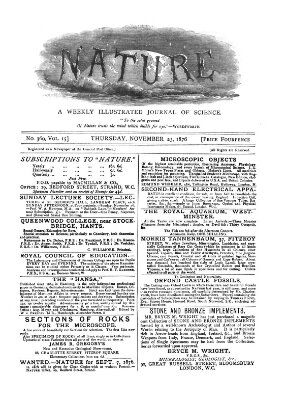 Nature Donnerstag 23. November 1876