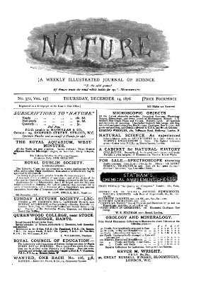 Nature Donnerstag 14. Dezember 1876