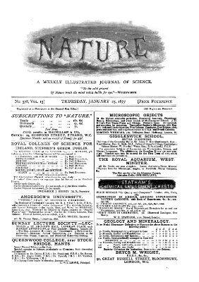 Nature Donnerstag 25. Januar 1877