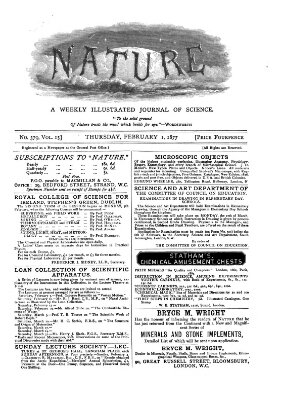 Nature Donnerstag 1. Februar 1877