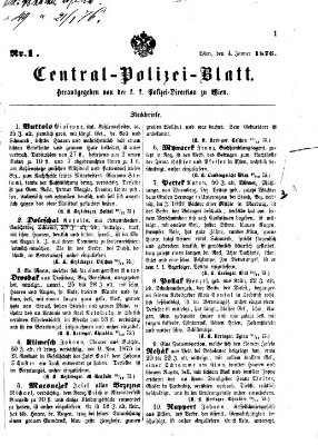 Zentralpolizeiblatt Dienstag 4. Januar 1876