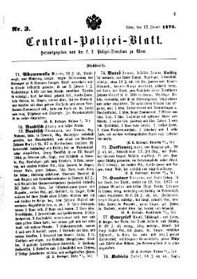 Zentralpolizeiblatt Donnerstag 13. Januar 1876