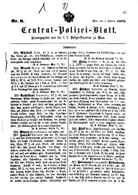 Zentralpolizeiblatt Dienstag 1. Februar 1876