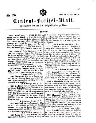 Zentralpolizeiblatt Dienstag 23. Mai 1876