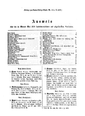 Zentralpolizeiblatt Dienstag 13. Juni 1876