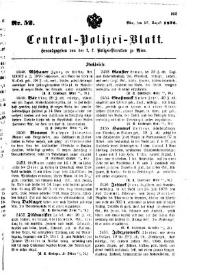 Zentralpolizeiblatt Donnerstag 24. August 1876