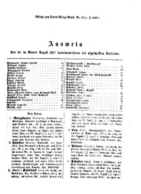 Zentralpolizeiblatt Montag 11. September 1876