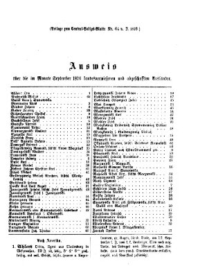 Zentralpolizeiblatt Mittwoch 18. Oktober 1876