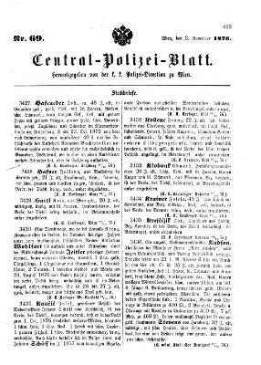 Zentralpolizeiblatt Freitag 3. November 1876