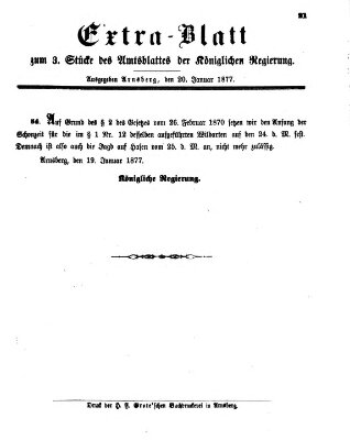 Amtsblatt für den Regierungsbezirk Arnsberg Samstag 20. Januar 1877