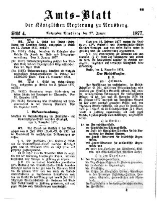 Amtsblatt für den Regierungsbezirk Arnsberg Samstag 27. Januar 1877