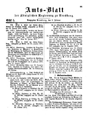 Amtsblatt für den Regierungsbezirk Arnsberg Samstag 3. Februar 1877