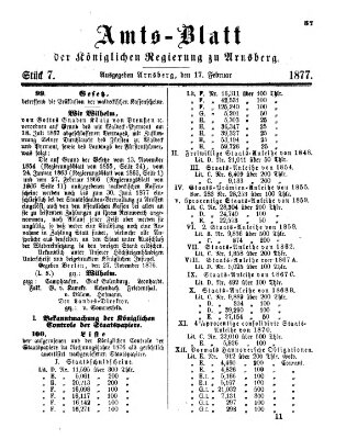 Amtsblatt für den Regierungsbezirk Arnsberg Samstag 17. Februar 1877