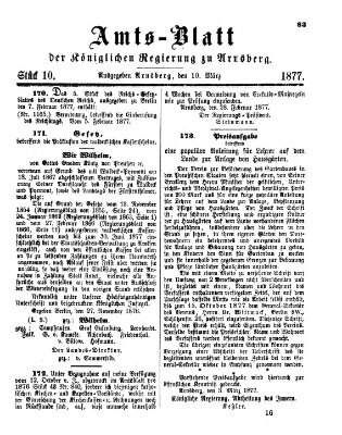 Amtsblatt für den Regierungsbezirk Arnsberg Samstag 10. März 1877