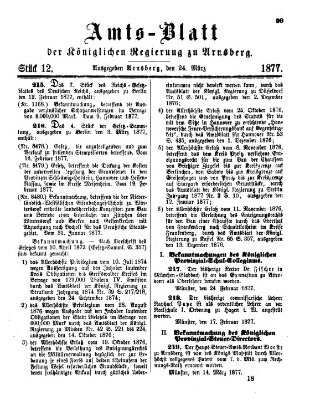 Amtsblatt für den Regierungsbezirk Arnsberg Samstag 24. März 1877