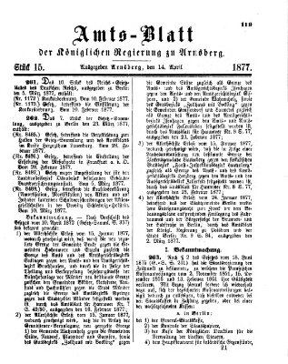 Amtsblatt für den Regierungsbezirk Arnsberg Samstag 14. April 1877