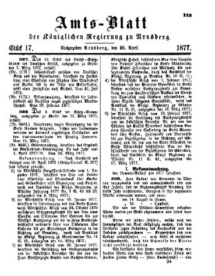 Amtsblatt für den Regierungsbezirk Arnsberg Samstag 28. April 1877