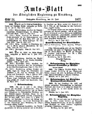 Amtsblatt für den Regierungsbezirk Arnsberg Samstag 16. Juni 1877