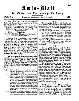 Amtsblatt für den Regierungsbezirk Arnsberg Samstag 1. September 1877