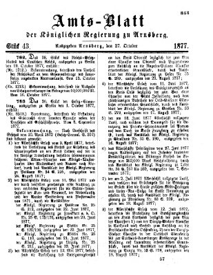 Amtsblatt für den Regierungsbezirk Arnsberg Samstag 27. Oktober 1877