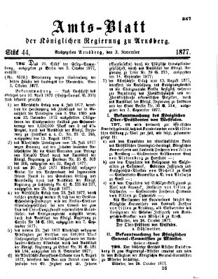 Amtsblatt für den Regierungsbezirk Arnsberg Samstag 3. November 1877