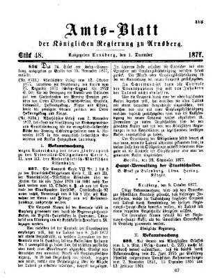 Amtsblatt für den Regierungsbezirk Arnsberg Samstag 1. Dezember 1877