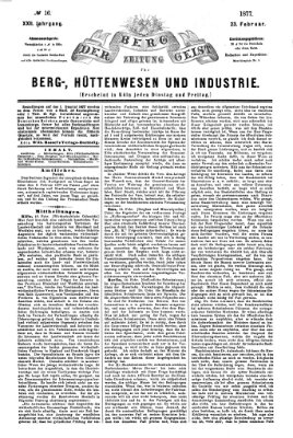 Der Berggeist Freitag 23. Februar 1877