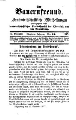 Der Bauernfreund Donnerstag 15. November 1877