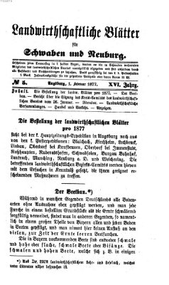 Landwirtschaftliche Blätter für Schwaben und Neuburg Donnerstag 1. Februar 1877