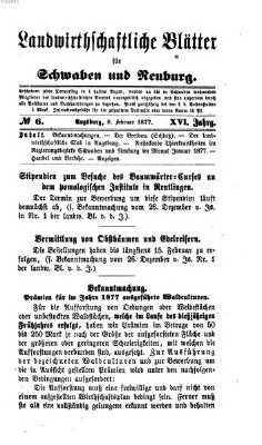 Landwirtschaftliche Blätter für Schwaben und Neuburg Donnerstag 8. Februar 1877