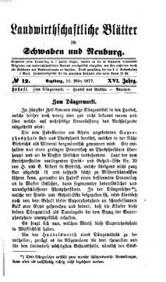 Landwirtschaftliche Blätter für Schwaben und Neuburg Donnerstag 22. März 1877