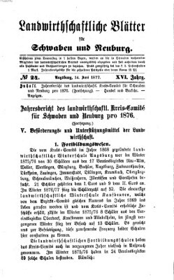 Landwirtschaftliche Blätter für Schwaben und Neuburg Donnerstag 14. Juni 1877