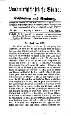 Landwirtschaftliche Blätter für Schwaben und Neuburg Donnerstag 21. Juni 1877