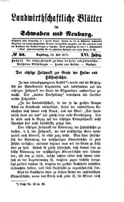 Landwirtschaftliche Blätter für Schwaben und Neuburg Donnerstag 26. Juli 1877