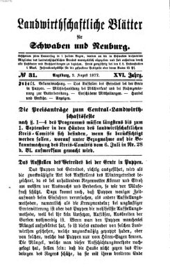 Landwirtschaftliche Blätter für Schwaben und Neuburg Donnerstag 2. August 1877