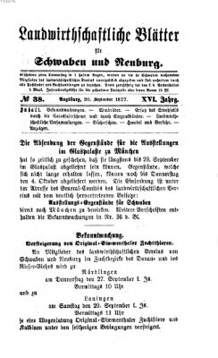 Landwirtschaftliche Blätter für Schwaben und Neuburg Donnerstag 20. September 1877