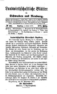 Landwirtschaftliche Blätter für Schwaben und Neuburg Donnerstag 4. Oktober 1877