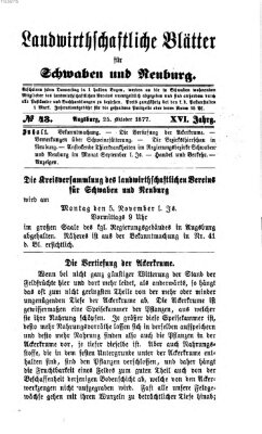 Landwirtschaftliche Blätter für Schwaben und Neuburg Donnerstag 25. Oktober 1877