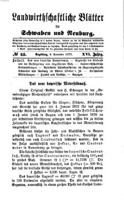 Landwirtschaftliche Blätter für Schwaben und Neuburg Donnerstag 8. November 1877