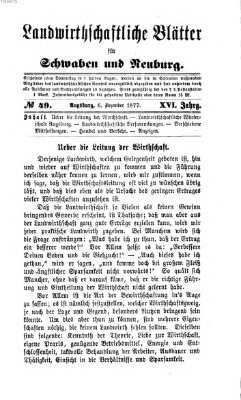 Landwirtschaftliche Blätter für Schwaben und Neuburg Donnerstag 6. Dezember 1877