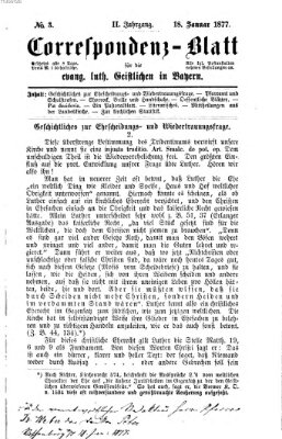 Korrespondenzblatt für die evangelisch-lutherischen Geistlichen in Bayern Donnerstag 18. Januar 1877