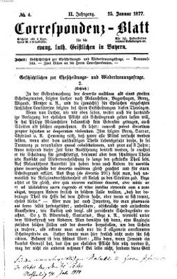 Korrespondenzblatt für die evangelisch-lutherischen Geistlichen in Bayern Donnerstag 25. Januar 1877