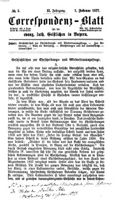 Korrespondenzblatt für die evangelisch-lutherischen Geistlichen in Bayern Donnerstag 1. Februar 1877