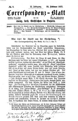 Korrespondenzblatt für die evangelisch-lutherischen Geistlichen in Bayern Donnerstag 22. Februar 1877