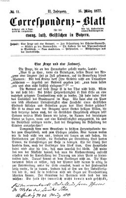 Korrespondenzblatt für die evangelisch-lutherischen Geistlichen in Bayern Donnerstag 15. März 1877