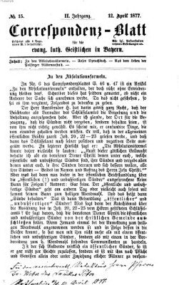 Korrespondenzblatt für die evangelisch-lutherischen Geistlichen in Bayern Donnerstag 12. April 1877