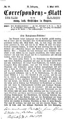 Korrespondenzblatt für die evangelisch-lutherischen Geistlichen in Bayern Donnerstag 3. Mai 1877