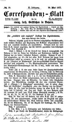 Korrespondenzblatt für die evangelisch-lutherischen Geistlichen in Bayern Donnerstag 10. Mai 1877