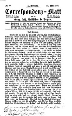 Korrespondenzblatt für die evangelisch-lutherischen Geistlichen in Bayern Donnerstag 17. Mai 1877