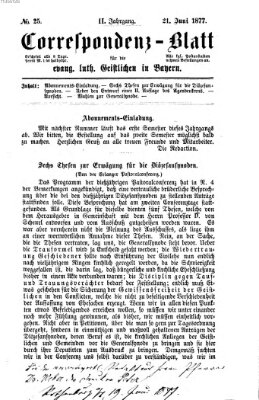 Korrespondenzblatt für die evangelisch-lutherischen Geistlichen in Bayern Donnerstag 21. Juni 1877